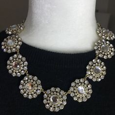 Sparkles! Jcrew Rhinestone Necklace Set In Gold Costume Collar Necklace. 21in. Has 4 Adjustable Length Closures. Never Worn. Flawless. All Stones Intact No Tarnish. Beautiful Piece! Glamorous Round Necklace With Jewels, Party Jeweled Rhinestone Necklace, Glamorous Necklaces With Stones, Party Rhinestone Jeweled Necklace, Elegant Round Jeweled Rhinestone Necklace, Jeweled Round Bridal Necklace For Party, Jeweled Bridal Necklace For Party, Elegant Round Rhinestone Necklace, Crystal Necklaces With Rhinestones In Costume Jewelry Style