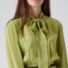 Beautiful Silk Blouse From Gucci Missing A Button This Is The Employee Shirt. Longsleeve With Buttons Down Center Front And A Long Silk Bow Tie. Very Soft. Great Authentic Designer Quality 1881-25 Fitted Gucci Blouse For Fall, Gucci Collared Blouse For Spring, Gucci Spring Collared Blouse, Gucci Collared Blouse For Formal Occasions, Gucci Formal Button-up Blouse, Elegant Gucci Button-up Blouse, Gucci Formal Collared Blouse, Gucci Button-up Blouse For Formal Occasions, Chic Gucci Collared Blouse