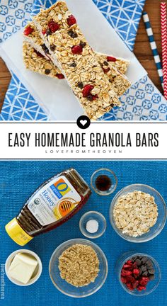 homemade granola bars and ingredients to make them