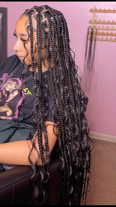 Single Braids With Curls, Micro Braids Styles, Curly Braids, Single Braids, Protective Hairstyles Braids, Micro Braids, Pretty Braided Hairstyles, Braids With Curls, Girls Hairstyles Braids