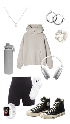 #outfitplanning #outfitcheck #outfitidea #outfitinpso #outfit #ootd #hoodie #bikershorts #socks #converse #applewatch #goldhoops #necklace #airpods Ootd Hoodie, Casual Preppy Outfits, Outfits With Converse