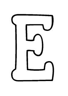 the letter e is outlined in black and white