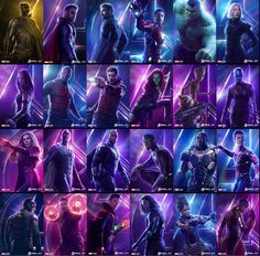 the avengers movie poster is shown in multiple stages