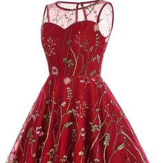 Bust Size: 40.5 Inch Waist Size: 33.9 Inch Length: 33.7 Inch Red Floral Embroidery Mini Dress For Spring, Red Fitted Embroidered Dress, Fitted Red Embroidered Party Dress, Red Floral Embroidered A-line Dress, Red Floral Embroidered Party Dress, Red Embroidered Dress For Christmas, Red Embroidered Christmas Dress, Fitted Red Embroidered Floral Print Dress, Fitted Red Embroidered Floral Dress