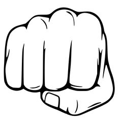 a black and white drawing of a fist