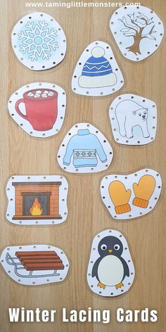 winter lacing cards for kids to make