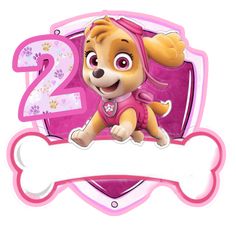 a cartoon dog holding a sign with the number two on it