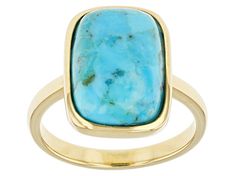 14x10mm Cushion Blue Composite Turquoise With 18k Yellow Gold Over Sterling Silver Ring. Measures Approximately 0.46"L x 0.61"W. Not Sizeable. This product contains composite turquoise. This means separate pieces of turquoise were bound together. Elegant Rectangular Turquoise Ring, Gold Turquoise Ring, Turquoise Gold Ring, Blue Turquoise, Turquoise Jewelry, Turquoise Blue, Sterling Silver Ring, Turquoise Ring, Silver Ring