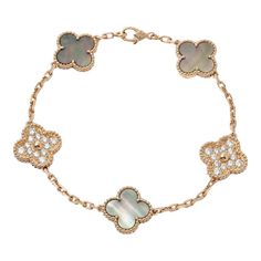 This is part of Chairish’s Fine Jewelry assortment.  VAN CLEEF & ARPELS Alhambra Bracelet 5 Motifs K18 Rose Gold J381225   General     Brand :  Van Cleef & Arpels     Design     Type :  Charm bracelet     Gender :  Women     Material :  Rose gold (18K)     Size     Length :  19cm / 7.48''    Included Items     Accessories :  None     Accessories Notice :  Before purchasing, please refer to the images of the accessories included with the item.     Condition     Condition :  Used (very good)     Ranking :  Rank A Used - A few traces of usage, some scratches / dirt can be seen but overall in very good condition     Seller Ranking :  Rank A     Overall Scratches :  Slight     Overall Dirt :  Slight     Overall Traces of Use :  Slight     Condition Notice :  Before purchasing, please refer to t