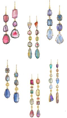 I'm a sucker for colorful gems. That's what I recently have discovered. Crystals of variable color, ruby, sapphire,... the use of different colors and stones can be so beautiful. Tanzanite, emerald... Tanzanite Jewelry, Ruby Sapphire, Emerald Earrings, Sapphire Earrings, Multi Stone, Stone Earrings, Modern Jewelry, Bling Bling