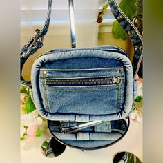 Enjoy The Unique Design Of This Anthropologie Denim Crossbody Bag, Which Is Brand New Without Tags. Featuring Adjustable Straps For A Customizable Fit, This Purse Combines Style And Practicality. Its Denim Fabric Offers A Casual Yet Chic Look, Making It A Versatile Addition To Any Wardrobe. For More Details Or If You Have Any Questions, Please Feel Free To Ask Before Purchasing. Thank You! Trendy Denim Blue Shoulder Bag, Trendy Medium Wash Denim Shoulder Bag, Denim Shoulder Bag With Pockets In Medium Wash, Blue Recycled Denim Bags, Trendy Blue Recycled Denim Shoulder Bag, Casual Recycled Denim Shoulder Bag In Medium Wash, Denim Crossbody Bag, Crystal Handbag, Anthropologie Bags