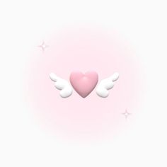 a pink heart with white wings and stars