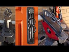 four different types of door handles with chains attached to the front and side doors,