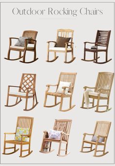 an image of rocking chairs with different styles and colors for the rocker chair, including one in