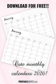 two calendars with the text printable for free