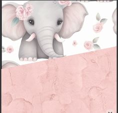 an elephant with pink flowers on it's head