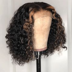 Natrual Black Ombre Honey Brown Wet And Wavy Bob Lace Frontal Wig | Deep Curly Lab Hairs Wet And Wavy Bob, Ombre Honey Brown, Weave Bob Hairstyles, Color Rubio, Long Hair Wigs, Curly Bob Wigs, Wavy Bob, Indian Remy Hair, Bob Lace Front Wigs