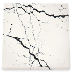 white and black marble tile with cracks in the center, on a white wall background