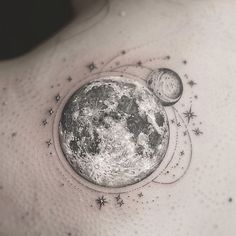 Dazzling Moon And Stars Tattoo Files Space Tattoos For Women, Full Moon Tattoo Designs For Women, Moon Tattoo Realistic, Boho Moon Tattoo, Tattoo Moon And Stars, Full Moon Tattoo Designs, New Moon Tattoo, Star And Moon Tattoo, Blue Moon Tattoo