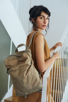 This charming backpack is made of topnotch nappa leather with premium Nylon fabric in sand color. with a unique, soft, minimalistic shape. The perfect work/university bag - for carrying your laptop, lunch and other everyday must-haves. This contemporary backpack in simplicity at it's best. It has a zipper closure at the top, outside zipper pockets for mobile, keys, etc. It is fully lined with Black strong cotton fabric which I divide to two large interior and a zipper pocket. ◄ Features ► * Full Office Backpack Women, Work Backpack Women, University Backpack, Fall Backpack, Canvas Backpack Women, Woman Backpack, Tan Backpack, University Bag, Inktober 2024