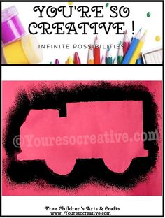 an image of a pink truck with black writing on it and the words you're so creative