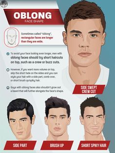 Trans Things, Oblong Face Hairstyles, Oblong Face, Oblong Face Shape, Face Male, Long Face Haircuts, Long Face Shapes, Short Spiky Hairstyles