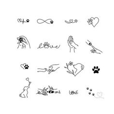 hand and paw prints with the words love written on them in cursive writing