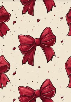 a red bow pattern on a white background