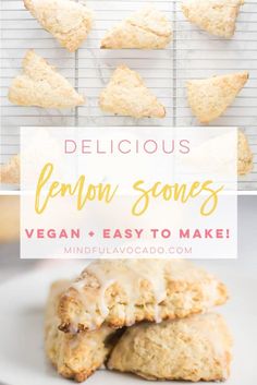 delicious lemon scones made with vegan and easy to make glazes are the perfect dessert