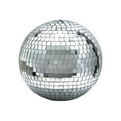 a silver disco ball on a white background