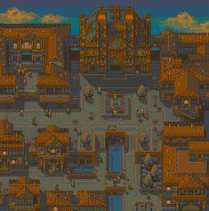 an old computer game with lots of buildings