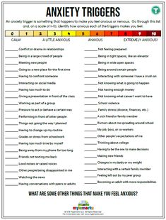 Anxiety Triggers [Teen] (+ES) [F] Anger Worksheets, Counseling Worksheets, Counseling Activities, Social Emotional Skills, Writing Therapy, Counseling Resources, Vie Motivation, Therapy Worksheets, Emotional Skills