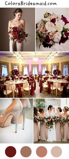 wedding color palettes for the bride's red and white bouquet, high heeled shoes