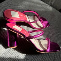 Size 6.5 Electric Pink Dolce Vita Noles Heels - Never Worn, No Box. Perfect Condition, Selling Because Pink Isn’t A Great Color For Me Dolce Vita Noles Heels, Pink Slip-on Mules With Removable Insole, Pink Textured Sole Slip-on Sandals, Pink Mules With 4-inch Open Heel, Dolce Vita Shoes, Pink Color, Shoes Women Heels, Shoes Heels, Size 6