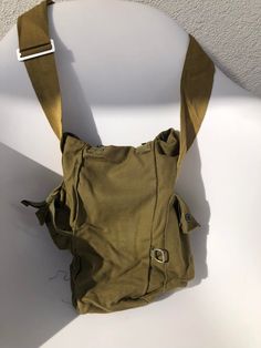 Vintage Military Bag Soldier Equipment Green Haversack Sholder Bag Khaki Large Capacity Crossbody Bag, Khaki Shoulder Bag With Pockets For School, School Satchel Bag With Removable Pouch, Khaki Crossbody Canvas Bag For School, Khaki Satchel With Pockets For School, Khaki Crossbody Canvas Bag With Pockets, Khaki Satchel Shoulder Bag, Khaki Crossbody Bags For Daily Use, School Satchel In Khaki With Large Capacity