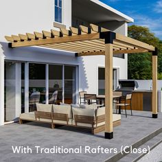 an outdoor living area with patio furniture and grill