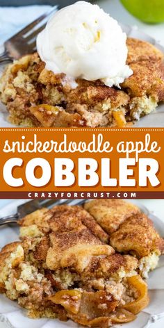 A perfect sweet treat to make for Thanksgiving! It's one of the best apple recipes combined with cinnamon sugar cookies. Finished with a cookie crumble topping, this Snickerdoodle Apple Cobbler is a fun twist on the traditional! Save this Thanksgiving dessert idea! Snickerdoodle Apple Cobbler, Cobbler Apple, Flourless Muffins, Apples With Cinnamon, Cobbler Recipes Easy, Apple Cobbler Recipe, Dessert Halloween, Potato Muffins, Snickerdoodle Cookie