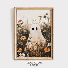 a painting of a ghost surrounded by flowers