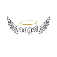 the word angel with wings on a white background