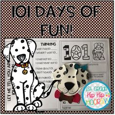 a dalmatian dog is shown with the words 101 days of fun on it