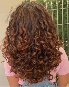 Ginger Brown Highlights Curly Hair, Highlights For Brown Hair Curly, Copper Balayage Curly Hair, Caramel Brown Curly Hair, Copper Highlights On Brown Hair Curly, Auburn Curly Hair, Stunning Eye Makeup