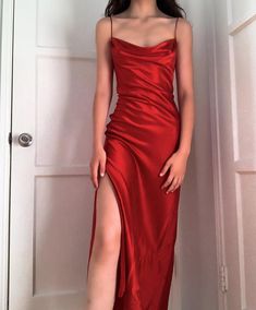 Dresses Silk, Dress Spaghetti Straps, Spaghetti Strap Prom Dress, Red Prom