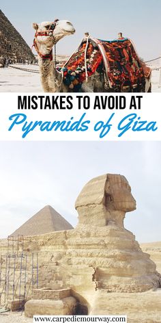 two pictures with the caption that says, it's time to visit pyramids in giza