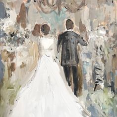 a painting of a bride and groom