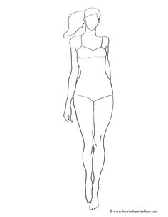 a line drawing of a woman in a bathing suit