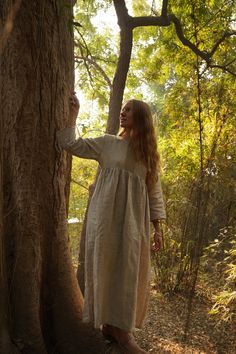 Natural dress from pure linen. It has a loose, maxi silhouette and can be used as maternity dress. SIZE S-M Length: 130 cm (51 inches) Hem: 180 cm (71 inches) Bust: 104 cm (41 inches) MATERIAL AND CARE Linen is the oldest known fabric. It is absorbent, breathable, and stronger than cotton. It is great at keeping you cool in the summer and is known for holding wrinkles. Linen gets better with use, becoming softer and silkier over time. It is also a more sustainable choice as growing flax plant re Natural Dress, Eco Friendly Dress, Flax Plant, Dress Modest, Long Linen Dress, Natural Boho, Nature Dress, Dress Maternity, Modest Dress