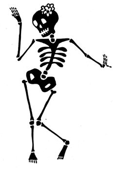 a black and white drawing of a skeleton