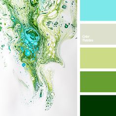 an abstract painting in shades of green, blue and white with the words color balance on it