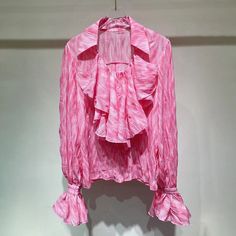 This is perfect for those who are looking for a clothing for a good price. It is fashionable, stylish, and it will look great on anyone who wears it. Do you wanahavit? Pink Long Sleeve Shirt With Ruffles, Spring Pink Shirt With Ruffles, Pink Ruffled Long Sleeve Shirt, Feminine Pink Ruffled Shirt, Female Fashion, Be Perfect, Ruffles, Looks Great, Casual Shirts