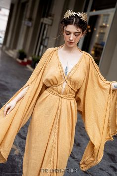 Yellow Kaftan, Goddess Wedding Dress, Goddess Wedding, Grecian Wedding Dress, Dress Goddess, Greek Dress, Plus Size Kaftan, Grecian Wedding, Boho Dresses Long